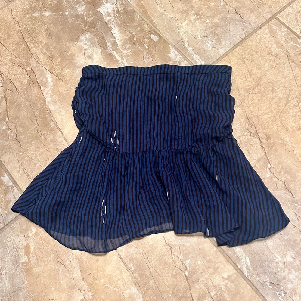 Isabel Marant Dark Blue Striped strapless top